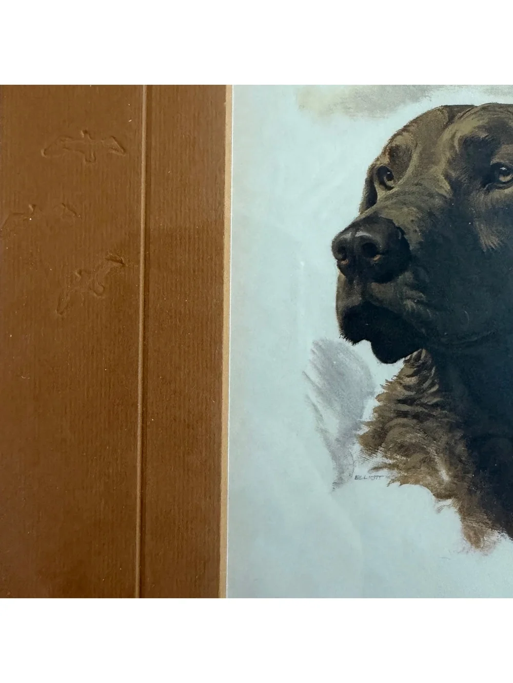 Winston Elliott Chesapeake Labrador Retriever Dog Portrait Painting Embossed Mat